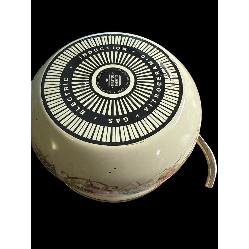 Tabletops Unlimited Enamel Grapes Teapot 4" Tall Vintage Brass Handle [COPY] - Picture 9 of 10